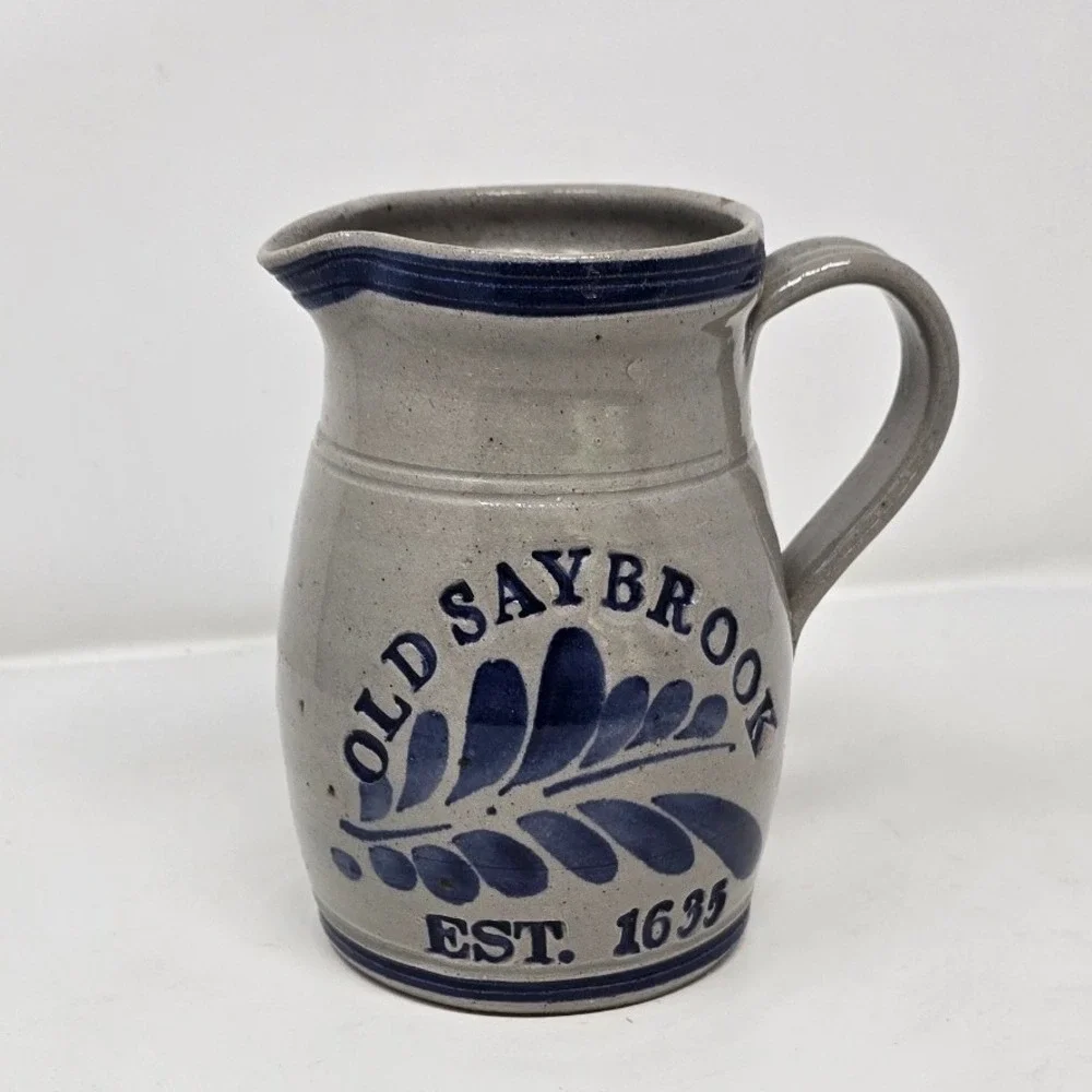 Vtg Westerwald salt glazed pottery handled pitcher 